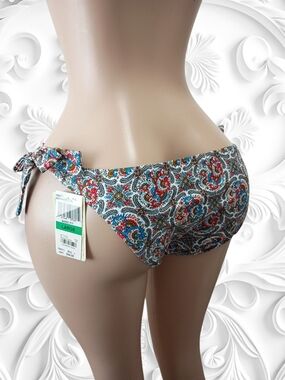 Paisley Lucky Brand Side-Tie Bikini Bottom in Red, Blue & White Macys